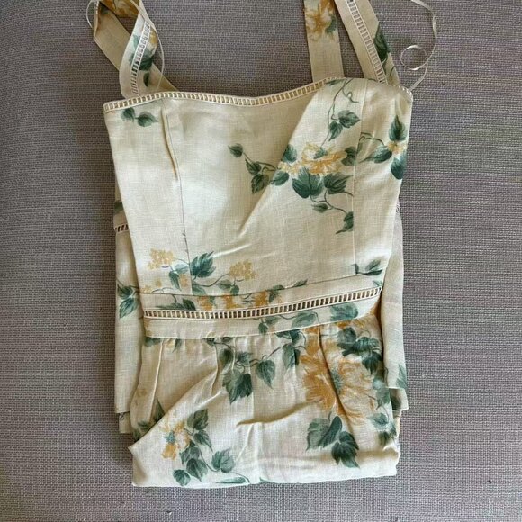 Reformation Floral Midi Dress in Cream and Yellow - Picture 6 of 14